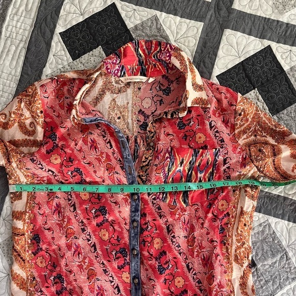 Soft Surroundings Brynn Pink Floral Paisley Button Front Tunic Top Shirt small - Picture 9 of 9